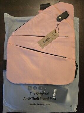 Wander Pink Anti-Theft Sling Bag with Angled Zip Details